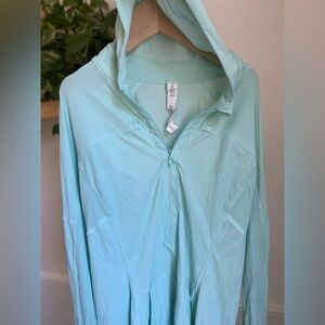 LULULEMON Runbeam Half Zip Hoodie UPF 50+ Toothpaste Teal | 6